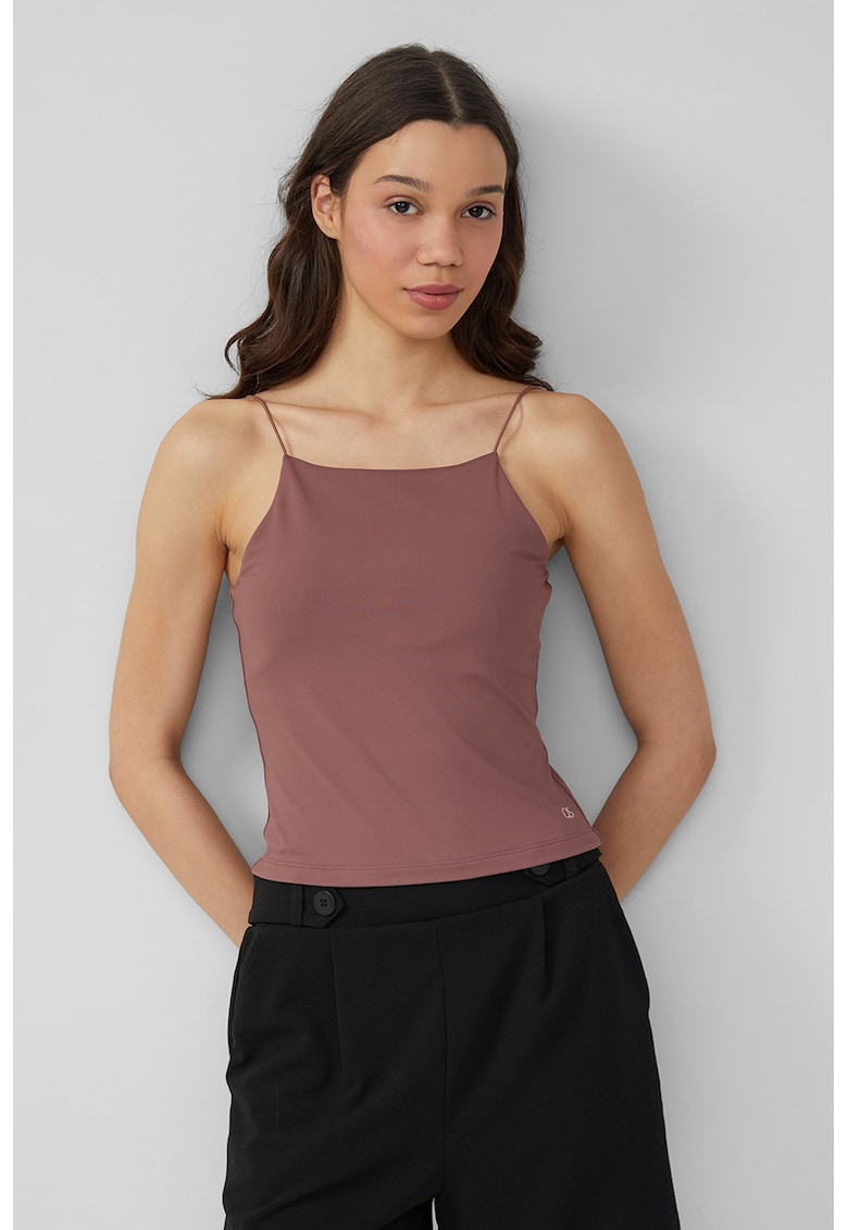 Top crop cu decolteu patrat - Maro