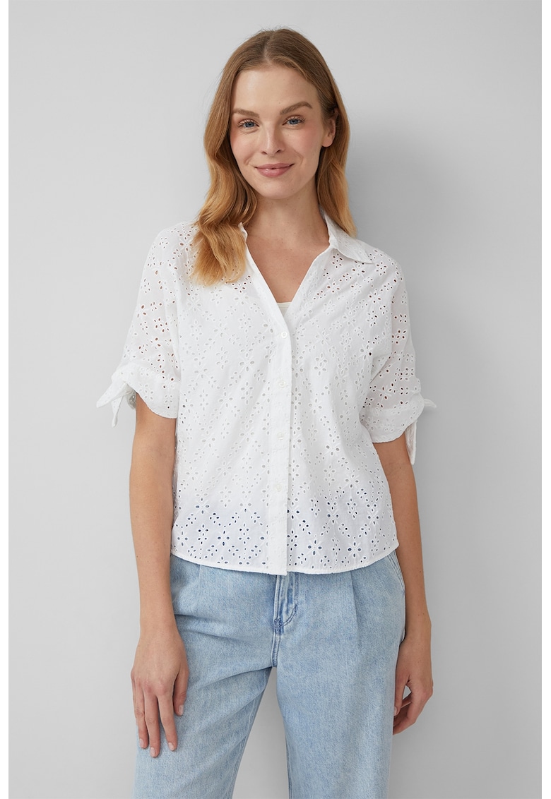 Camasa din dantela Sangallo cu maneci scurte