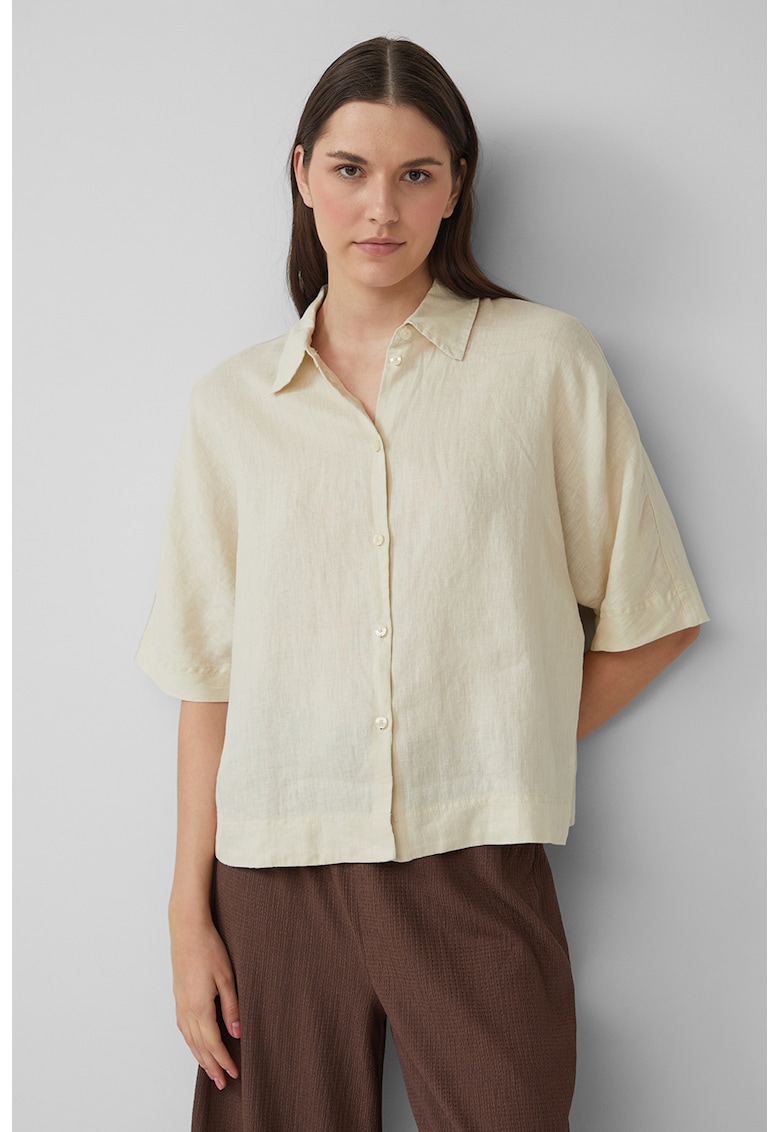 Camasa relaxed-fit din in - Crem