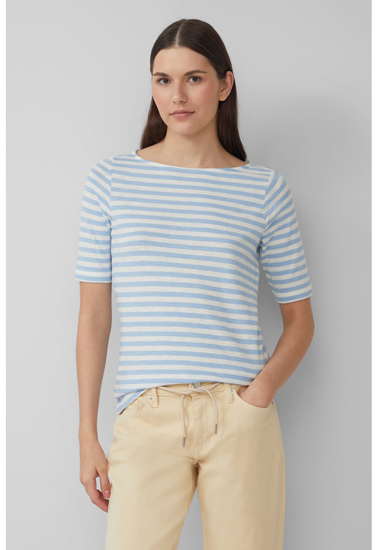 Tricou slim-fit - Alb/Albastru glaciar