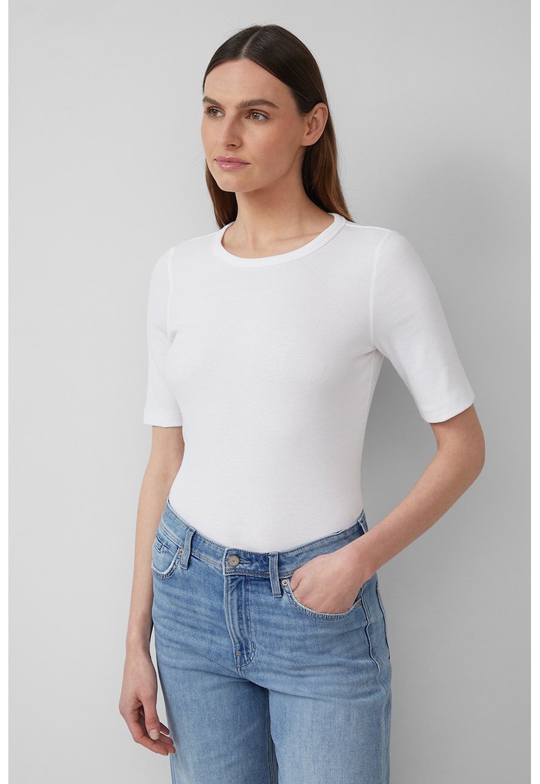 Tricou cambrat cu model uni Tricou cambrat cu model uni