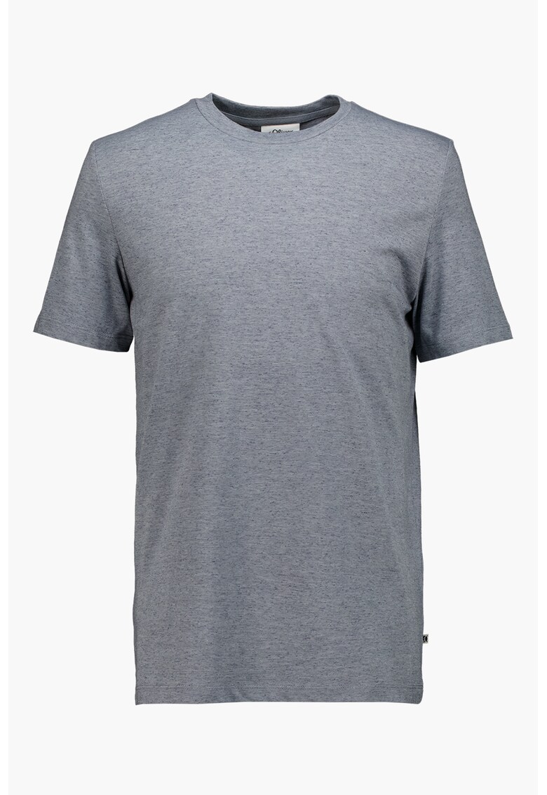 Tricou cu decolteu la baza gatului - Albastru melange