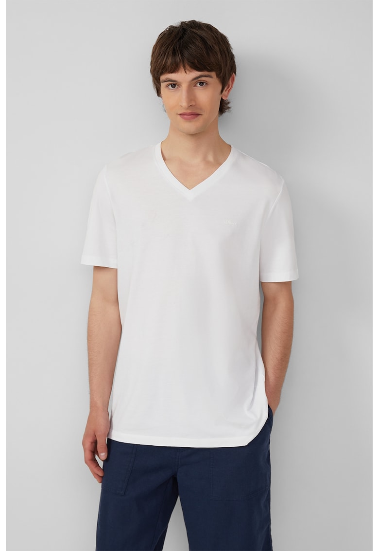 Tricou uni cu decolteu in V