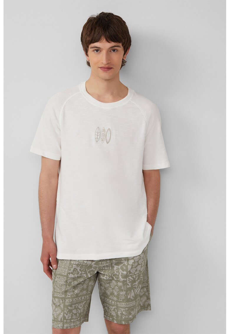 Tricou lejer cu decolteu rotund - Alb