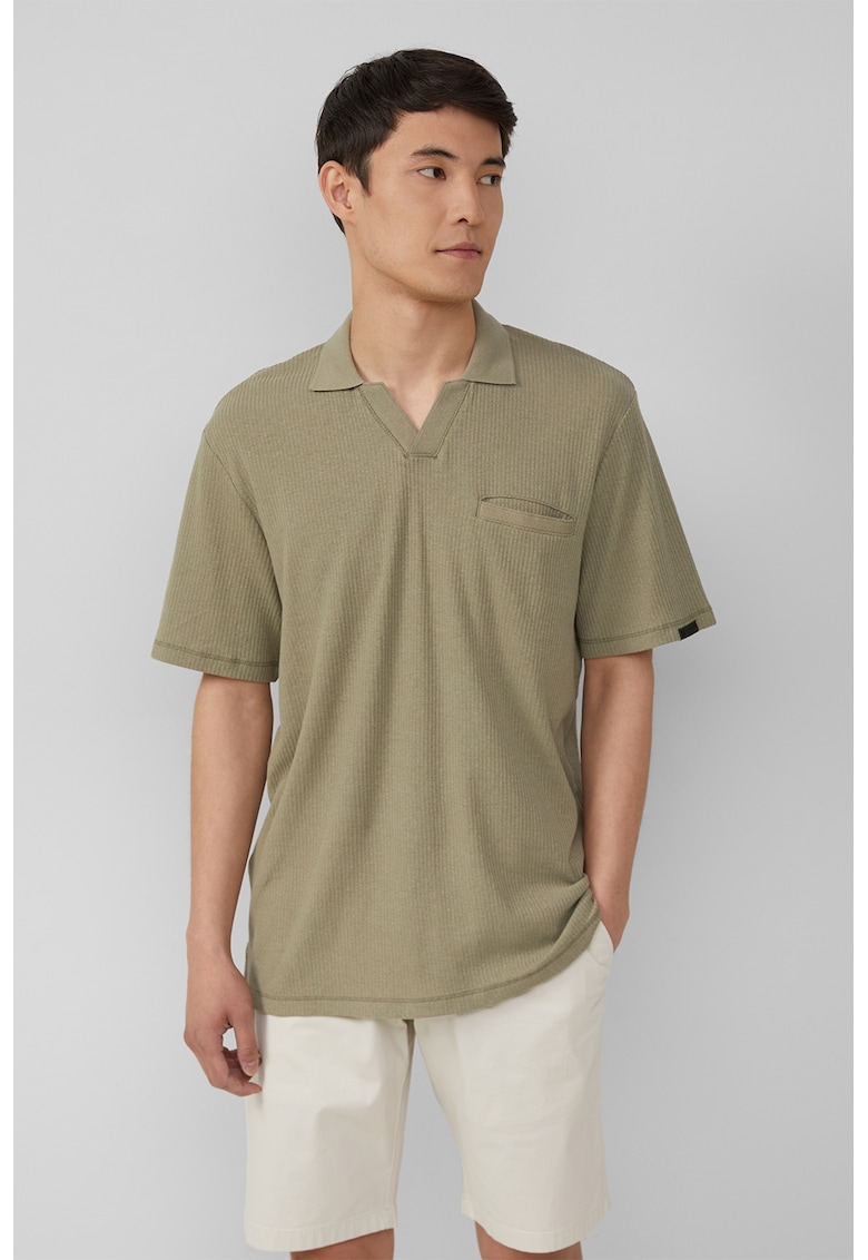 Tricou din amestec de in cu decolteu in V