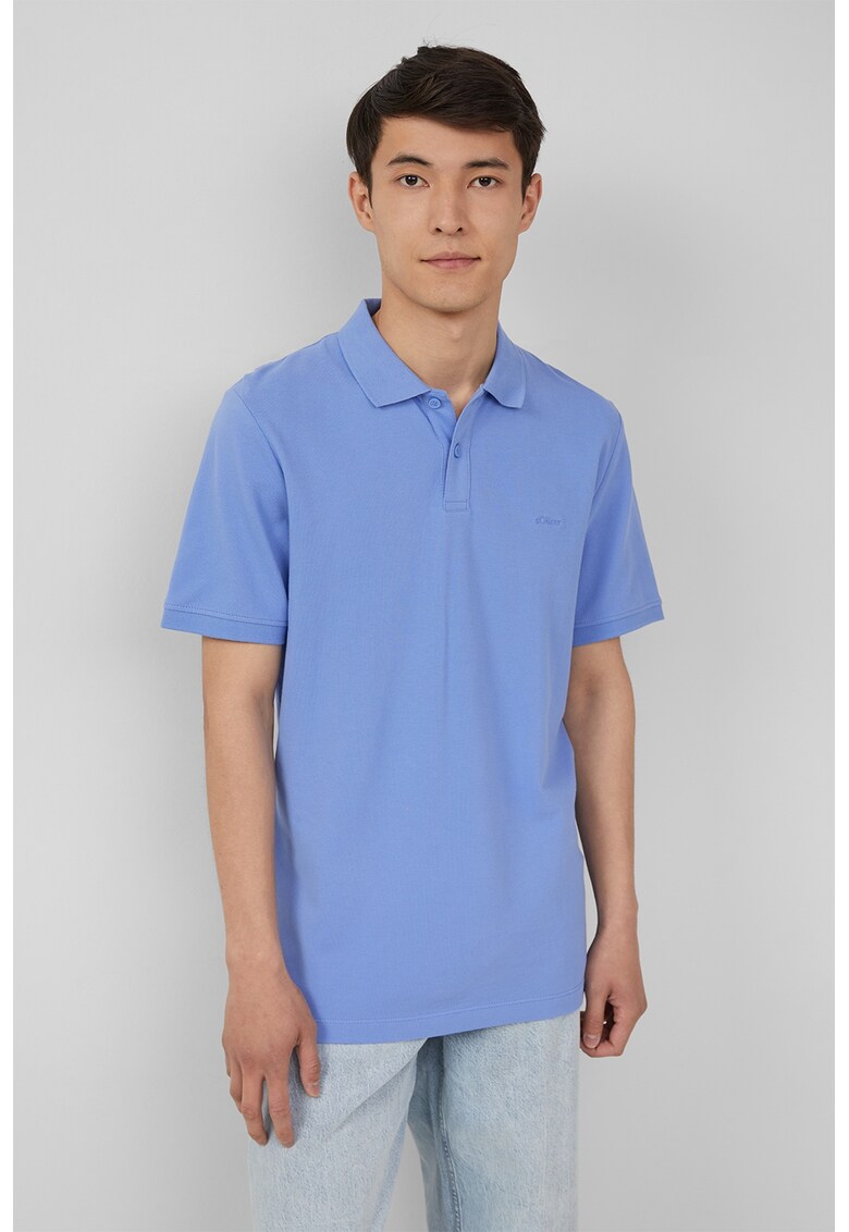 Tricou polo cu model uni - Albastru pastel