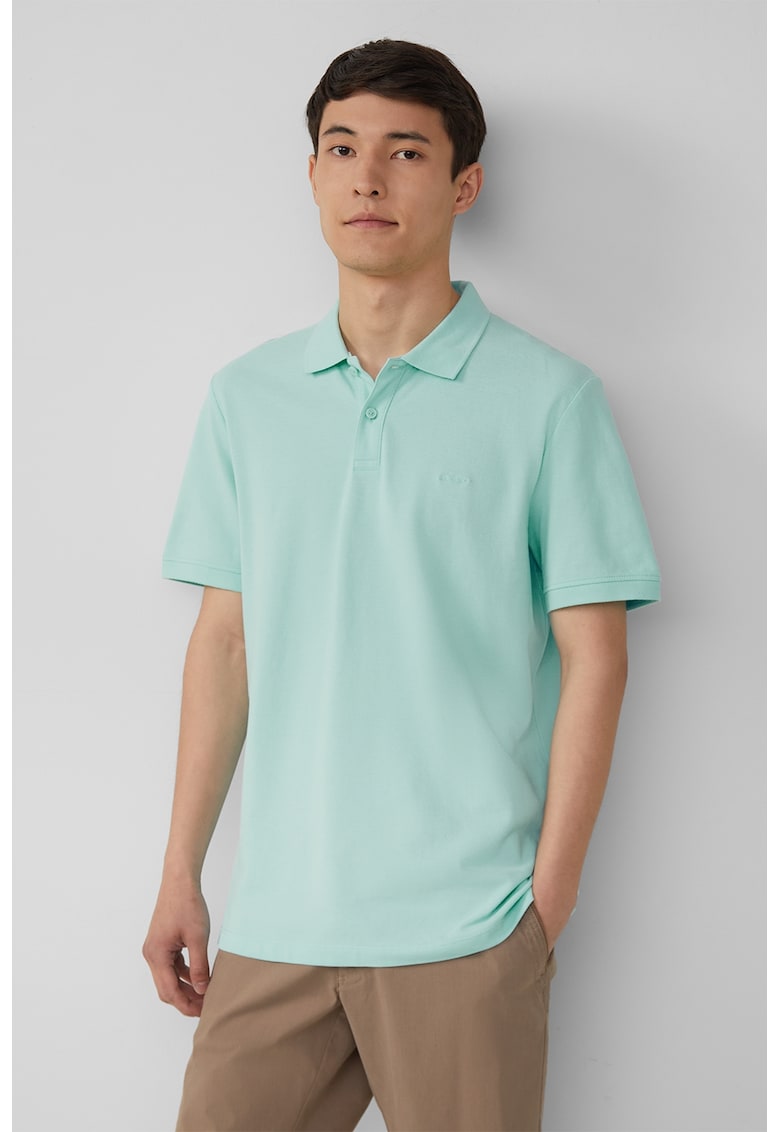 Tricou polo cu model uni - Verde pal