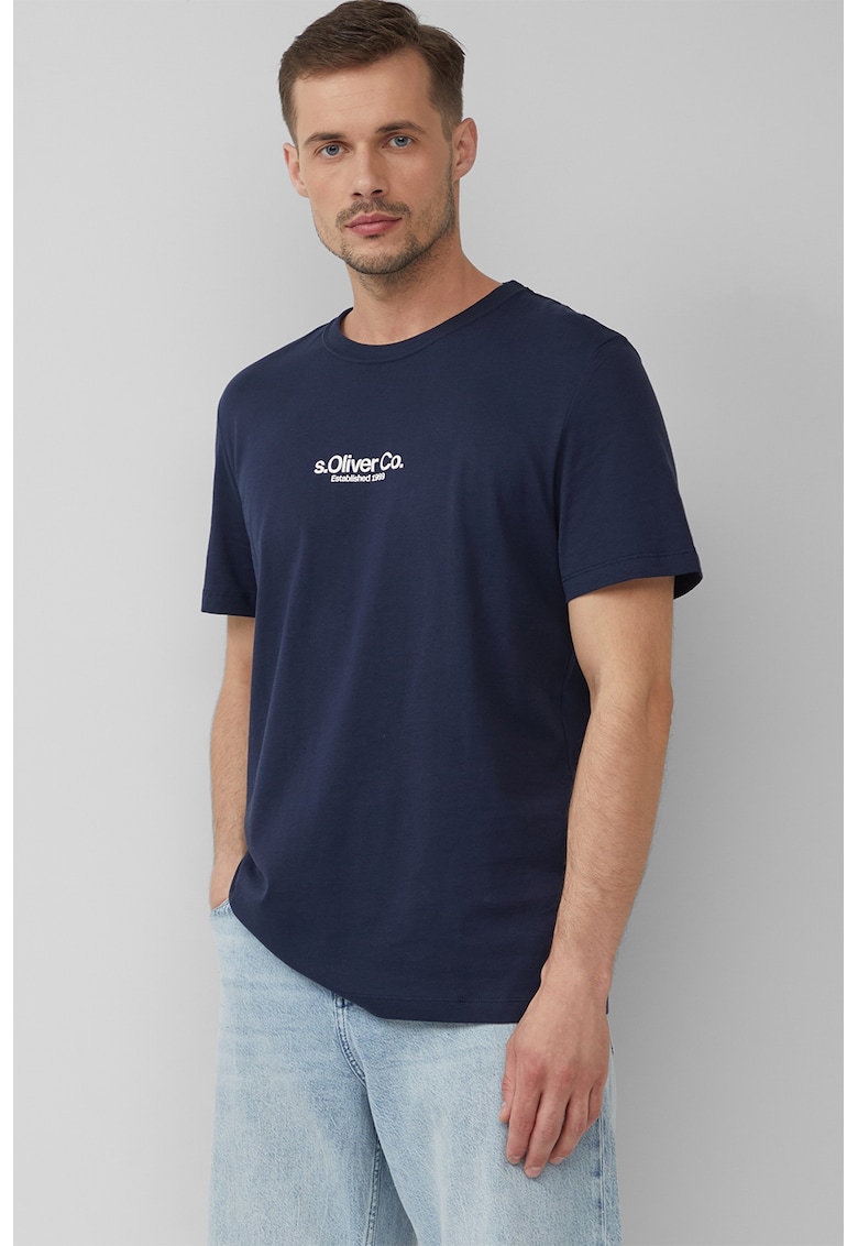 Tricou cu decolteu la baza gatului si detaliu logo