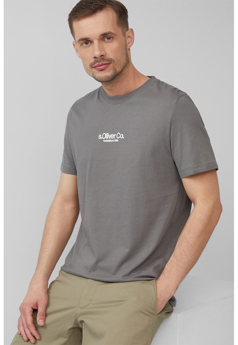 Tricou cu decolteu la baza gatului si detaliu logo