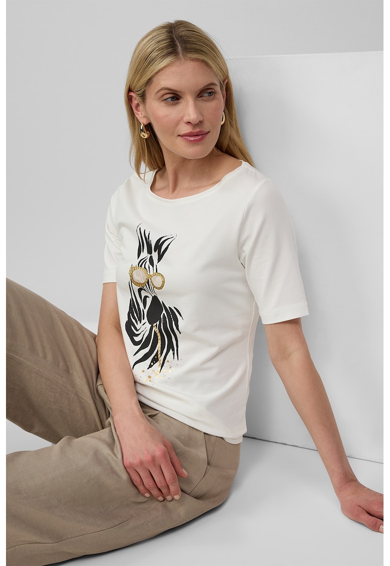 Tricou slim fit cu decolteu la baza gatului