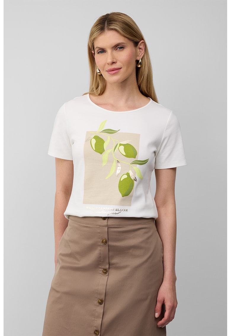 Tricou cu decolteu rotund si imprimeu frontal