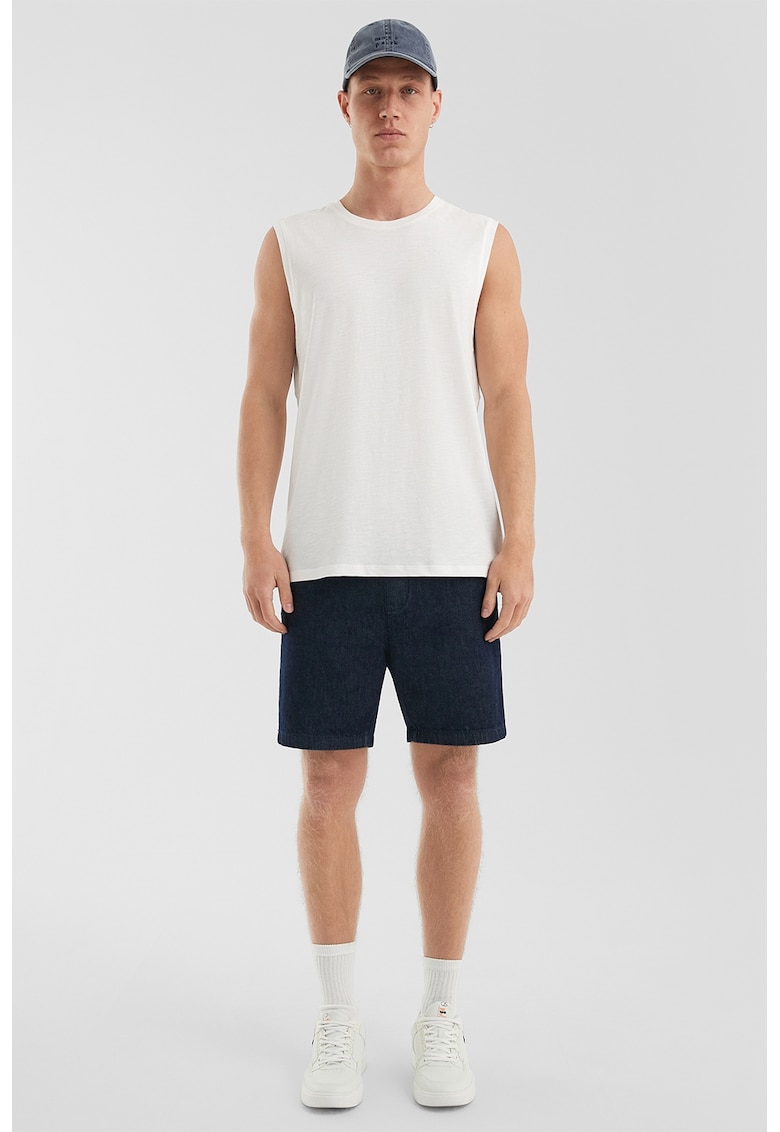 Top de bumbac cu decolteu la baza gatului