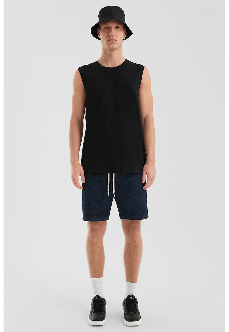 Top de bumbac cu decolteu la baza gatului