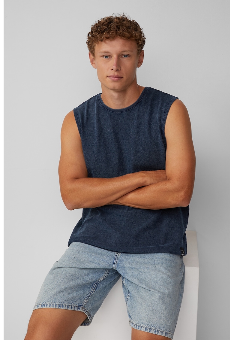 Top regular fit din bumbac - Bleumarin