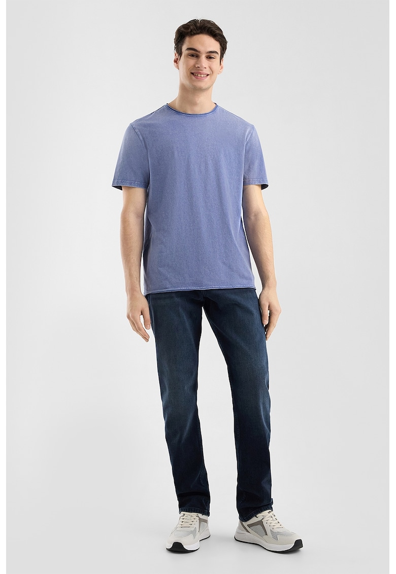 Tricou uni cu decolteu la baza gatului - Albastru lavanda