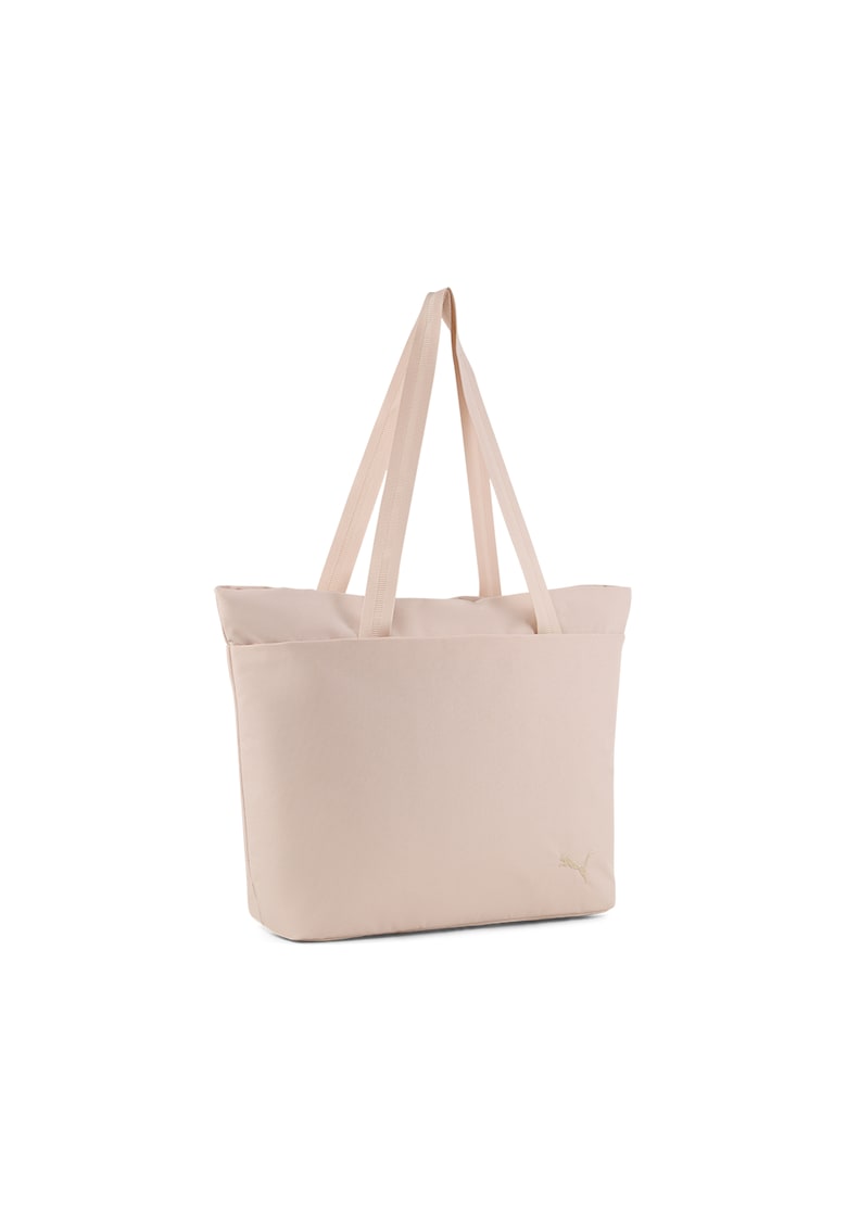 Geanta shopper cu detaliu logo - Roz pal