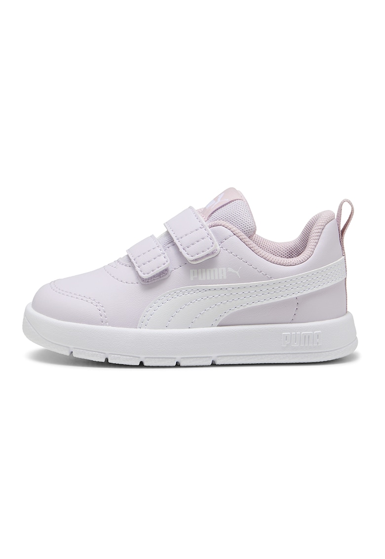 Pantofi sport Courtflex din piele ecologica cu velcro - Roz pastel/Alb optic