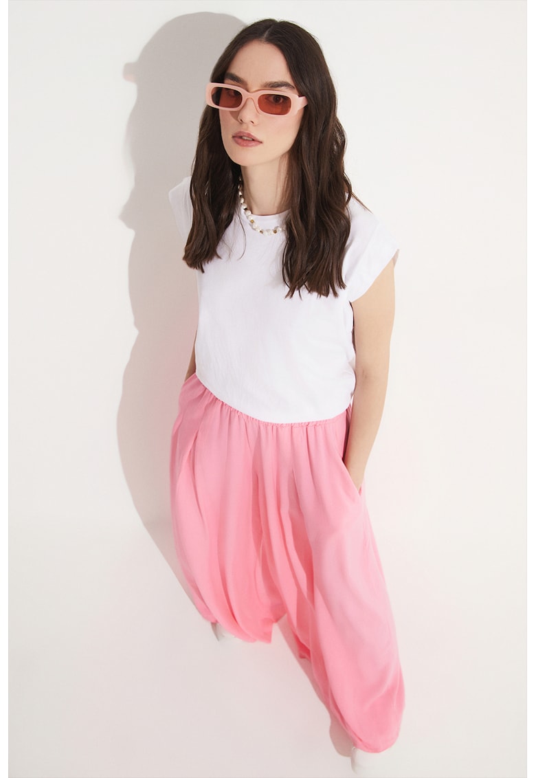 Pantaloni cu croiala ampla - Roz pal
