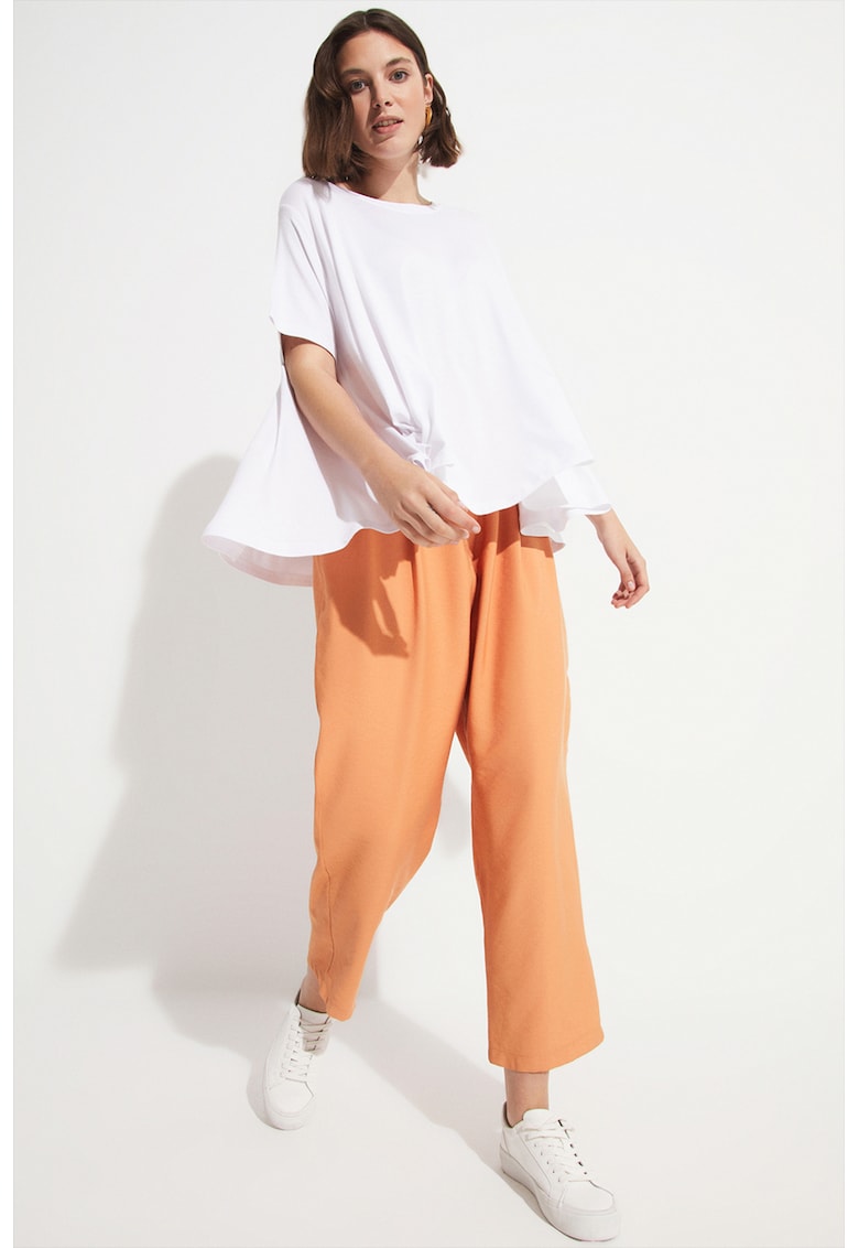 Pantaloni crop cu talie inalta