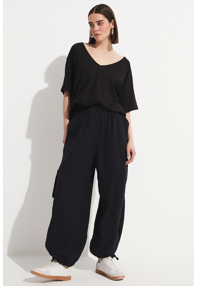 Pantaloni cargo relaxed fit - Negru