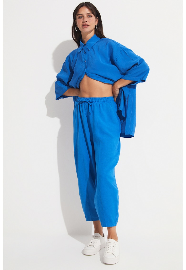 Pantaloni crop de trening cu snur