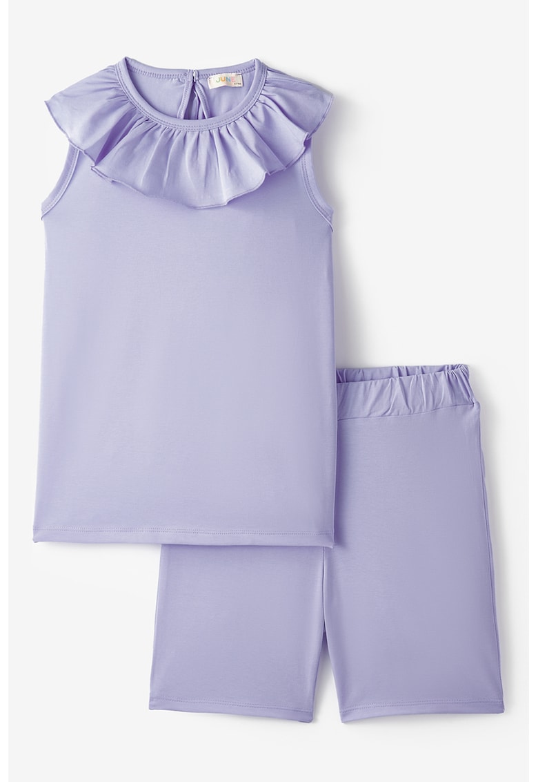 Set de colanti scurti si top din amestec de bumbac Set de colanti scurti si top din amestec de bumbac