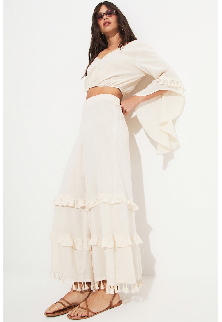 Set de bluza si pantaloni cu volane