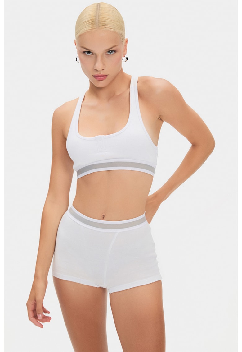 Set de bustiera si pantaloni scurti cu benzi contrastante - 2 Piese