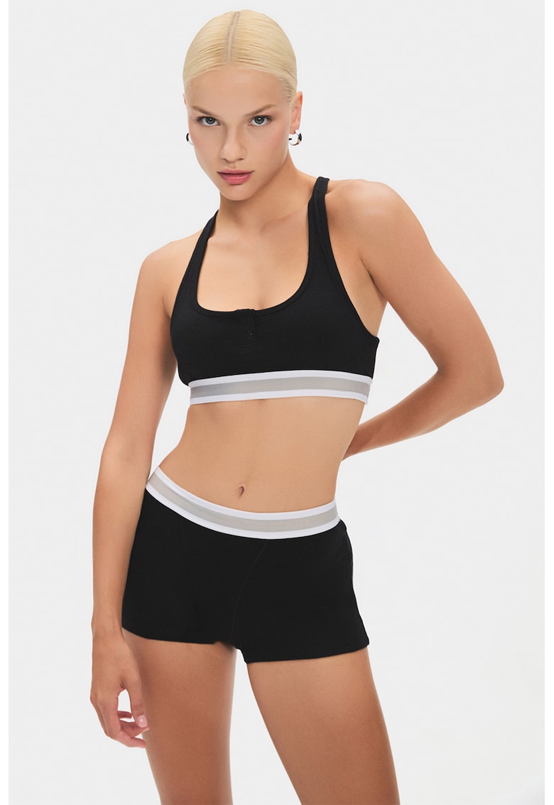 Set de bustiera si pantaloni scurti cu benzi contrastante - 2 Piese