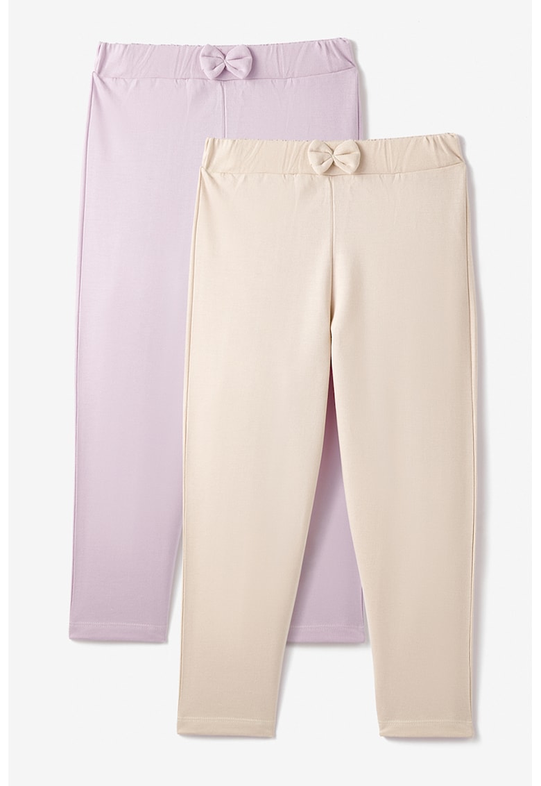 Set de pantaloni din bumbac cu detaliu funda - 2 Perechi