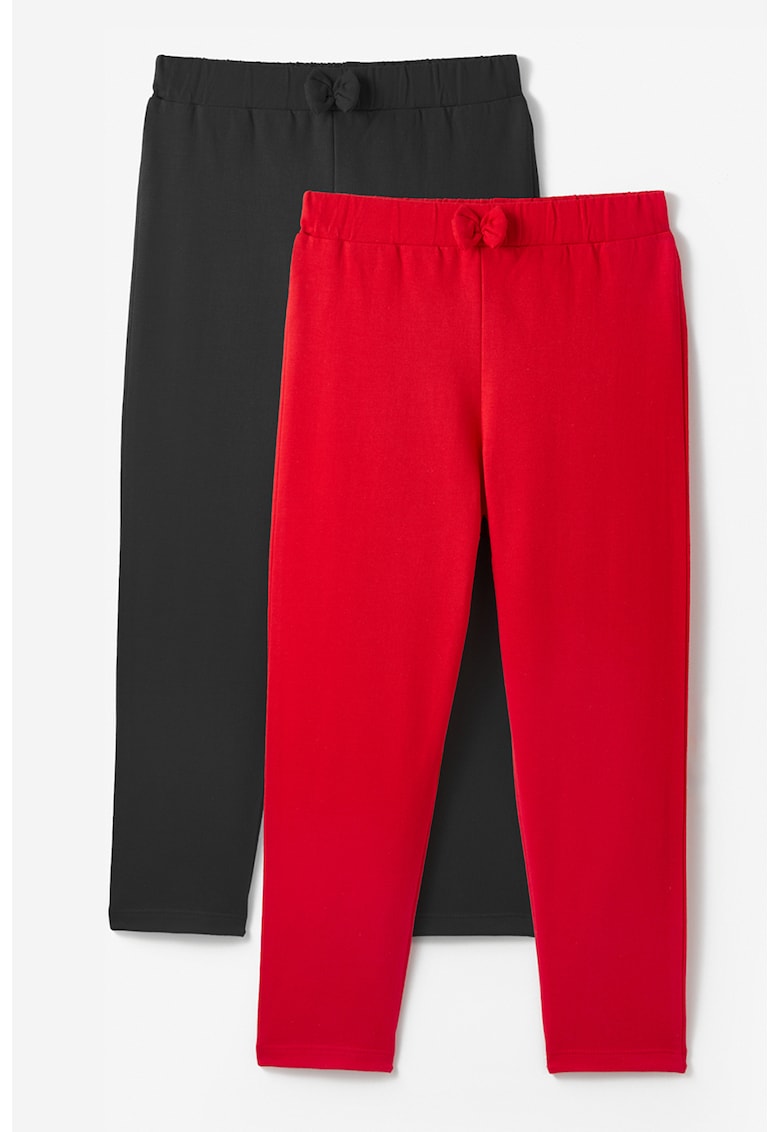 Set de pantaloni din bumbac cu detaliu funda - 2 Perechi