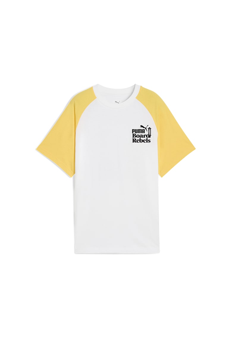 Tricou relaxed fit din bumbac Mid 90s - Alb/Galben