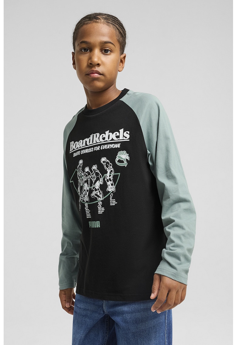 Bluza cu maneci raglan - Negru/Verde deschis