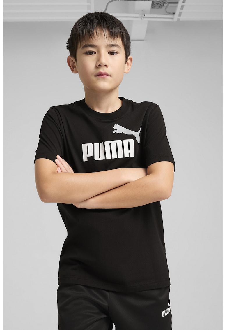 Tricou de bumbac cu imprimeu logo - Alb/Negru stins