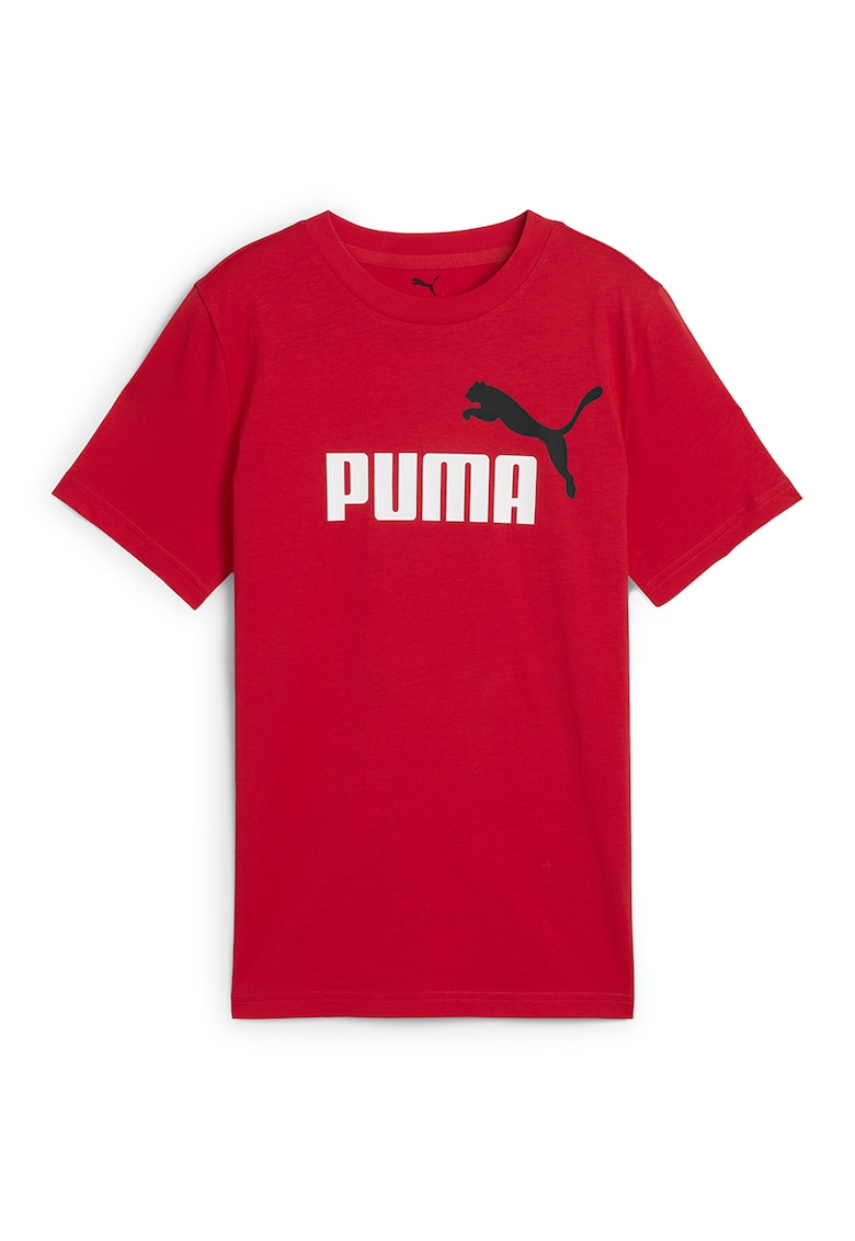 Tricou de bumbac cu imprimeu logo - Rosu/Alb