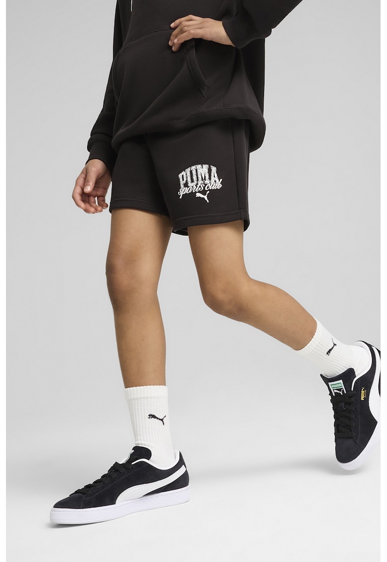 Pantaloni scurti de bumbac cu logo - Alb/Negru