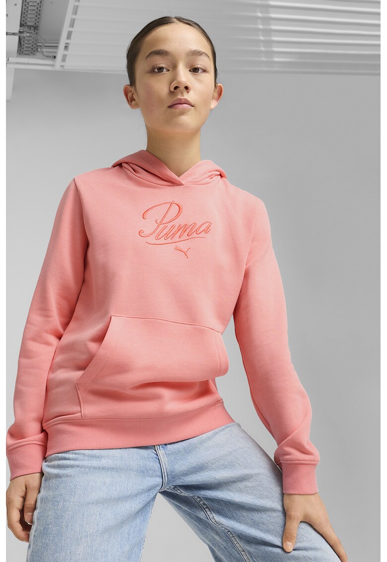 Hanorac din amestec de bumbac cu buzunar kangaroo - Roz somon