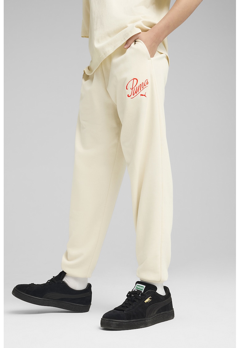 Pantaloni de trening din amestec de bumbac cu imprimeu logo