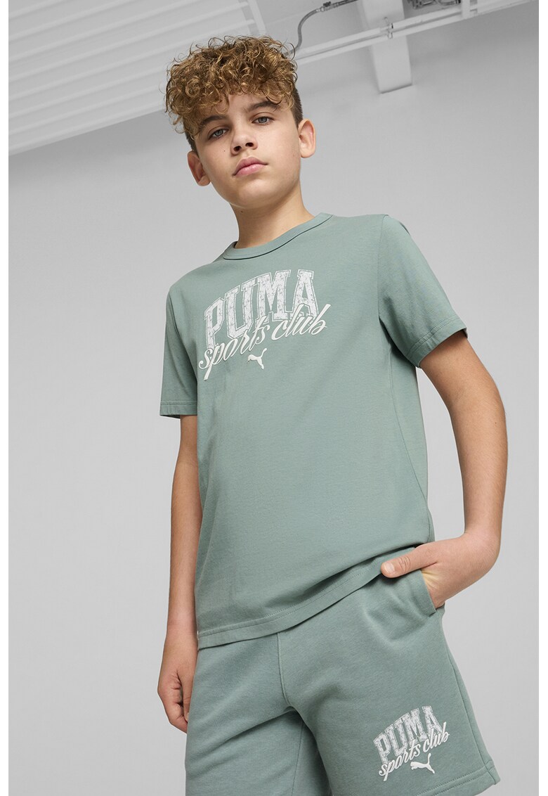 Tricou din amestec de bumbac cu logo - Verde feriga