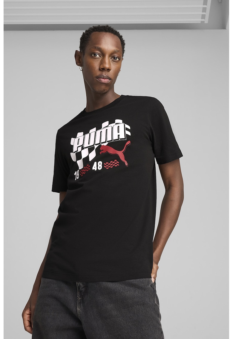 Tricou de bumbac cu imprimeu - Alb/Negru stins