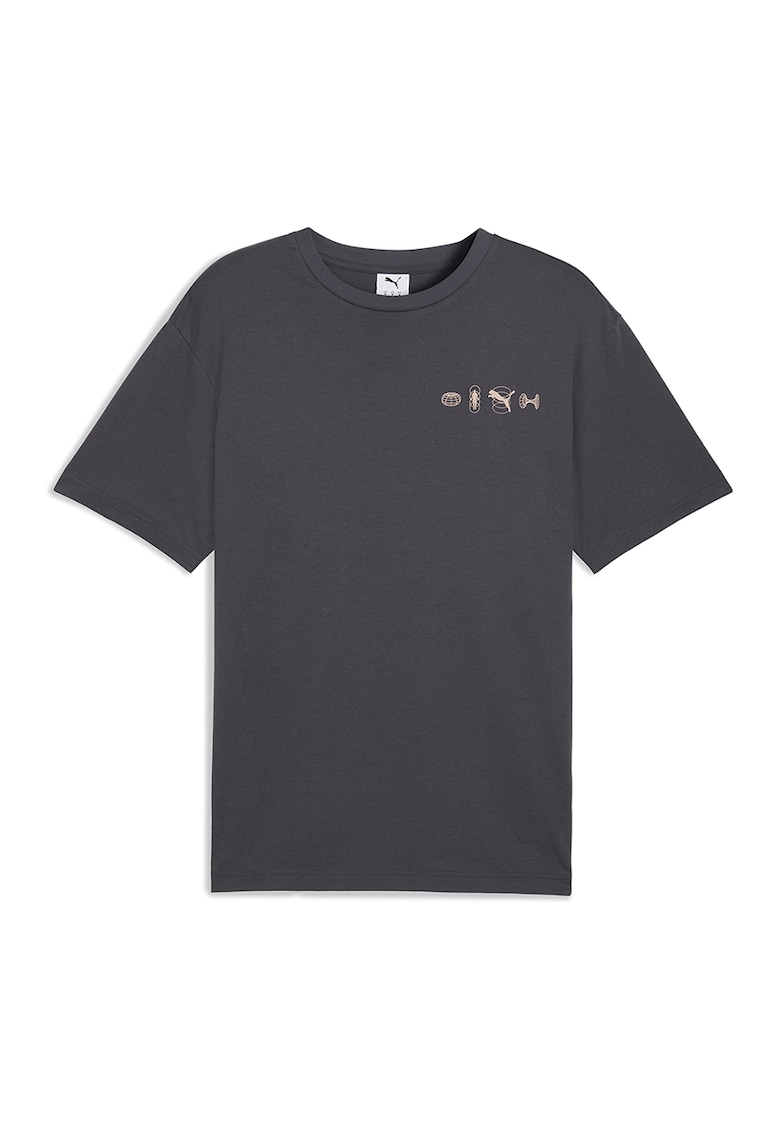 Tricou cu decolteu la baza gatului si imprimeu grafic