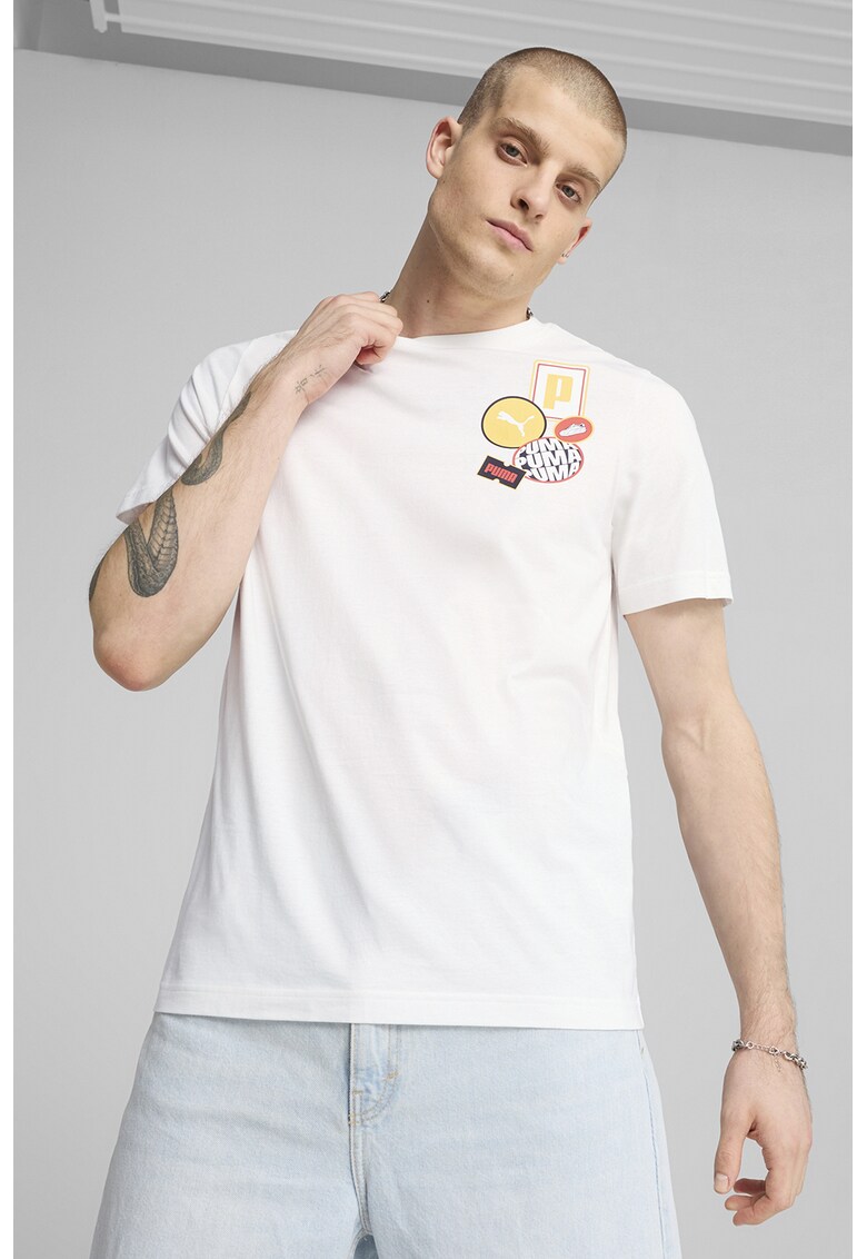 Tricou regular fit de bumbac cu logo - Rosu/Alb/Galben