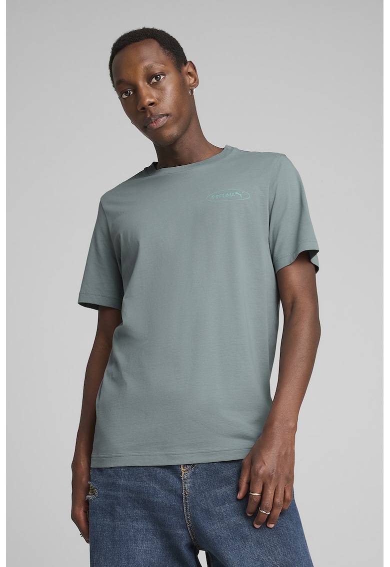 Tricou regular fit de bumbac cu model grafic - Turcoaz/Albastru deschis/Verde persan