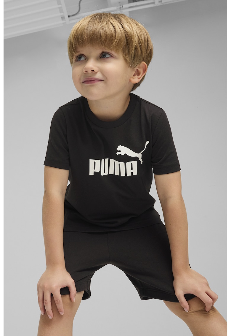 Tricou cu imprimeu logo si decolteu la baza gatului