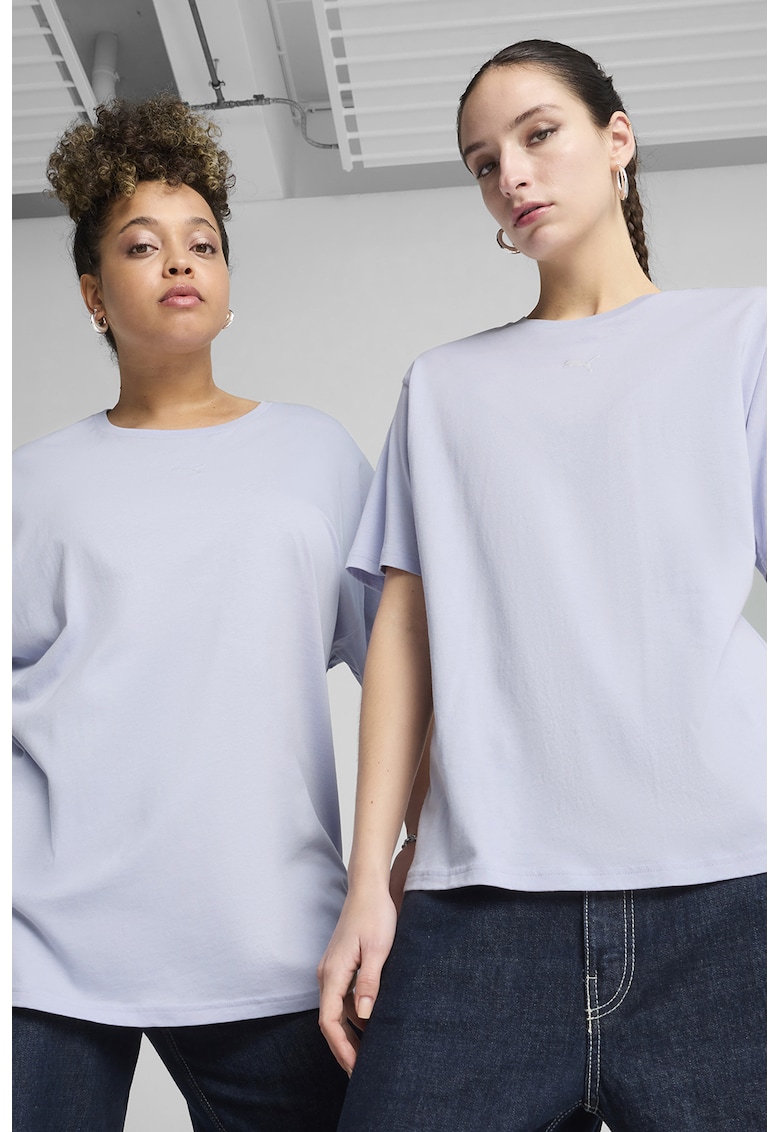 Tricou regular fit de bumbac - Albastru glaciar