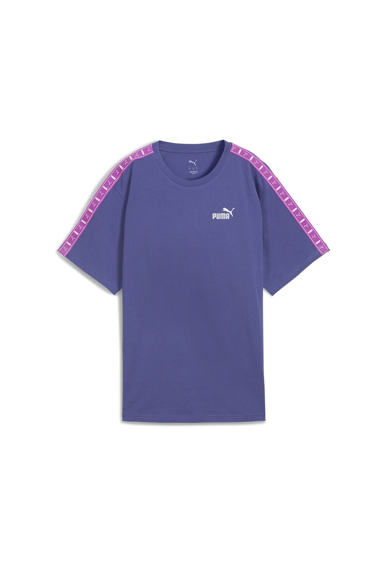 Tricou din amestec de bumbac cu benzi logo - Albastru lavanda