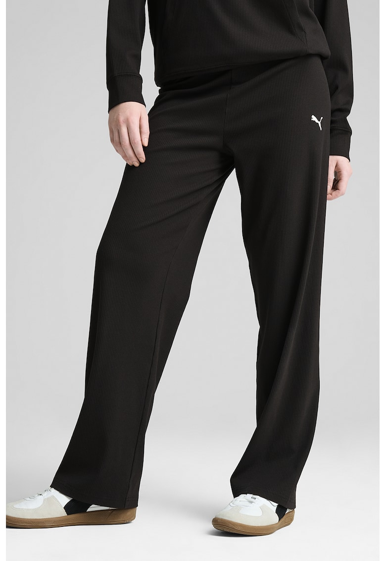 Pantaloni de trening cu croiala ampla si logo