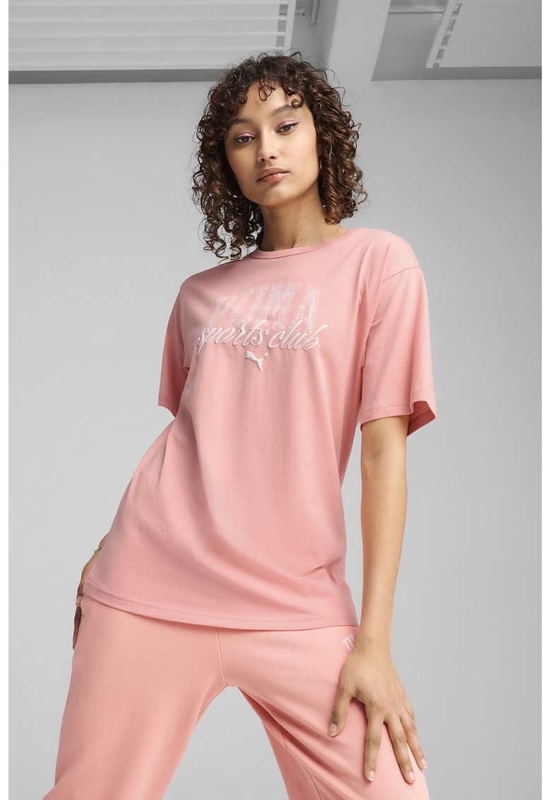 Tricou cu logo si decolteu la baza gatului