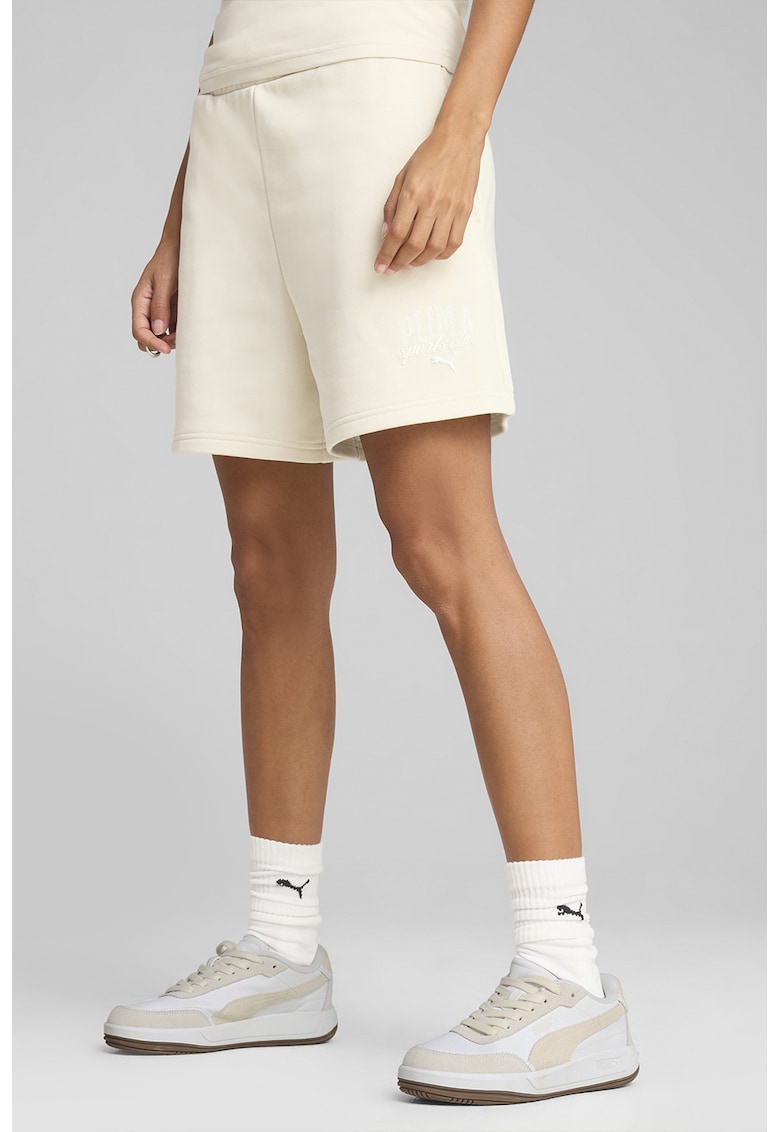 Pantaloni scurti cu snur de ajustare si buzunare laterale - Crem