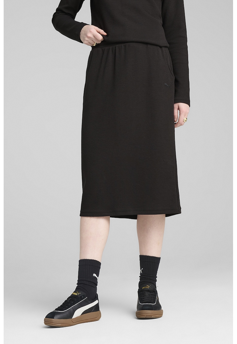 Fusta midi cu talie elastica